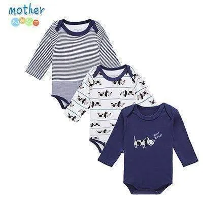 100% Cotton Baby Bodysuit 3pieces/lot Autumn Newborn Cotton Body Baby Long Sleeve Underwear Next Infant Boy Girl Pajamas Clothes
