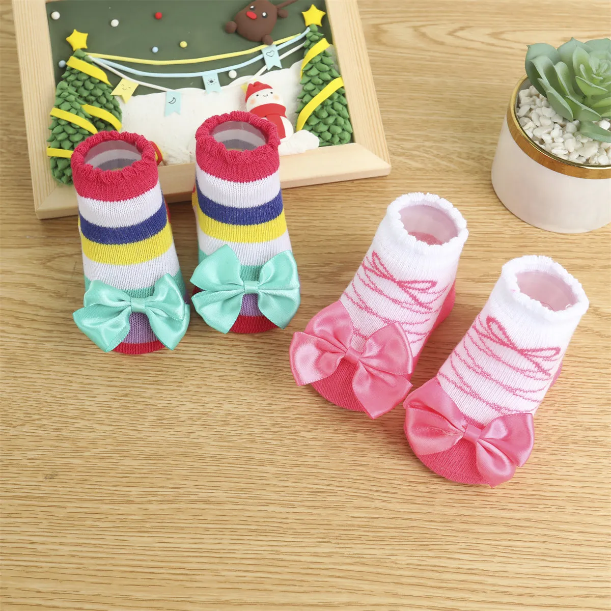 2-pack Baby Bowknot Decor Socks