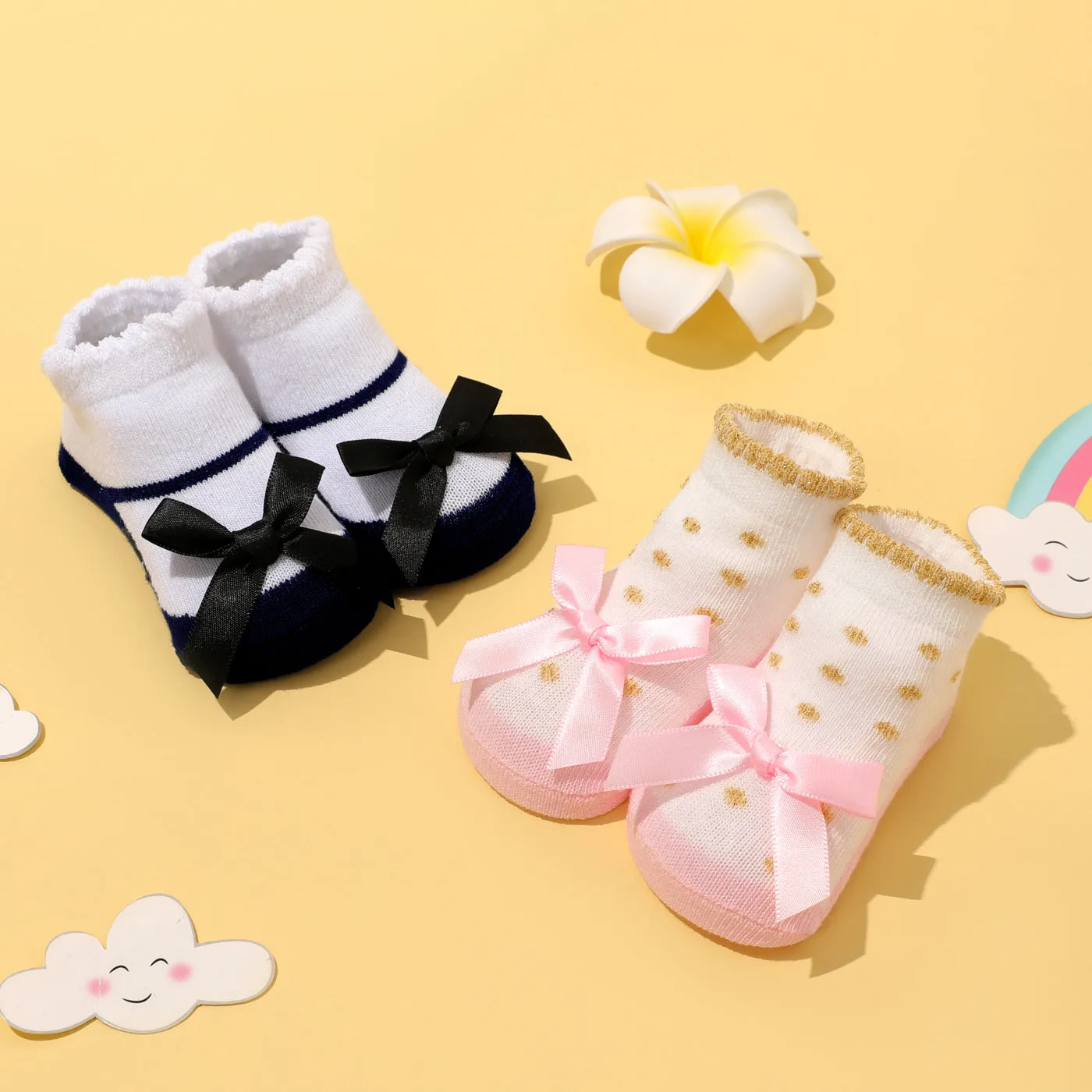 2-pack Baby Bowknot Decor Socks