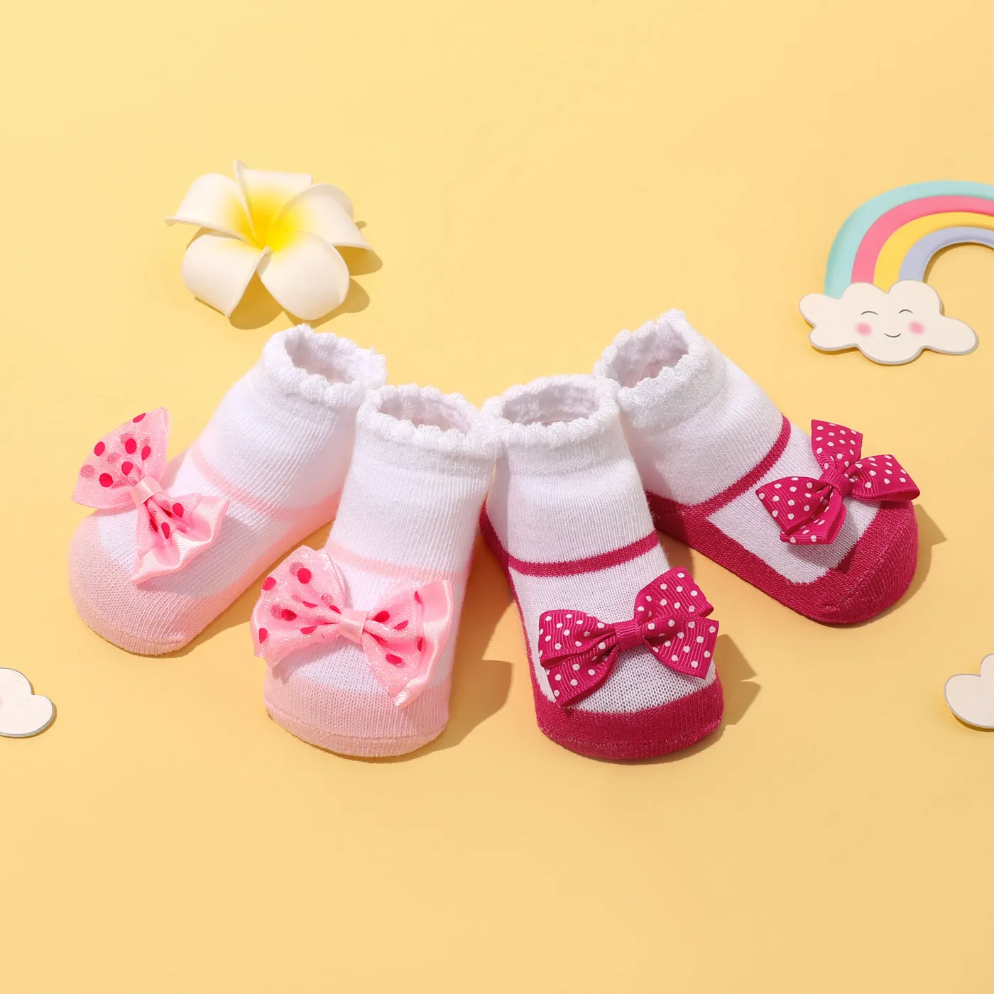 2-pack Baby Bowknot Decor Socks