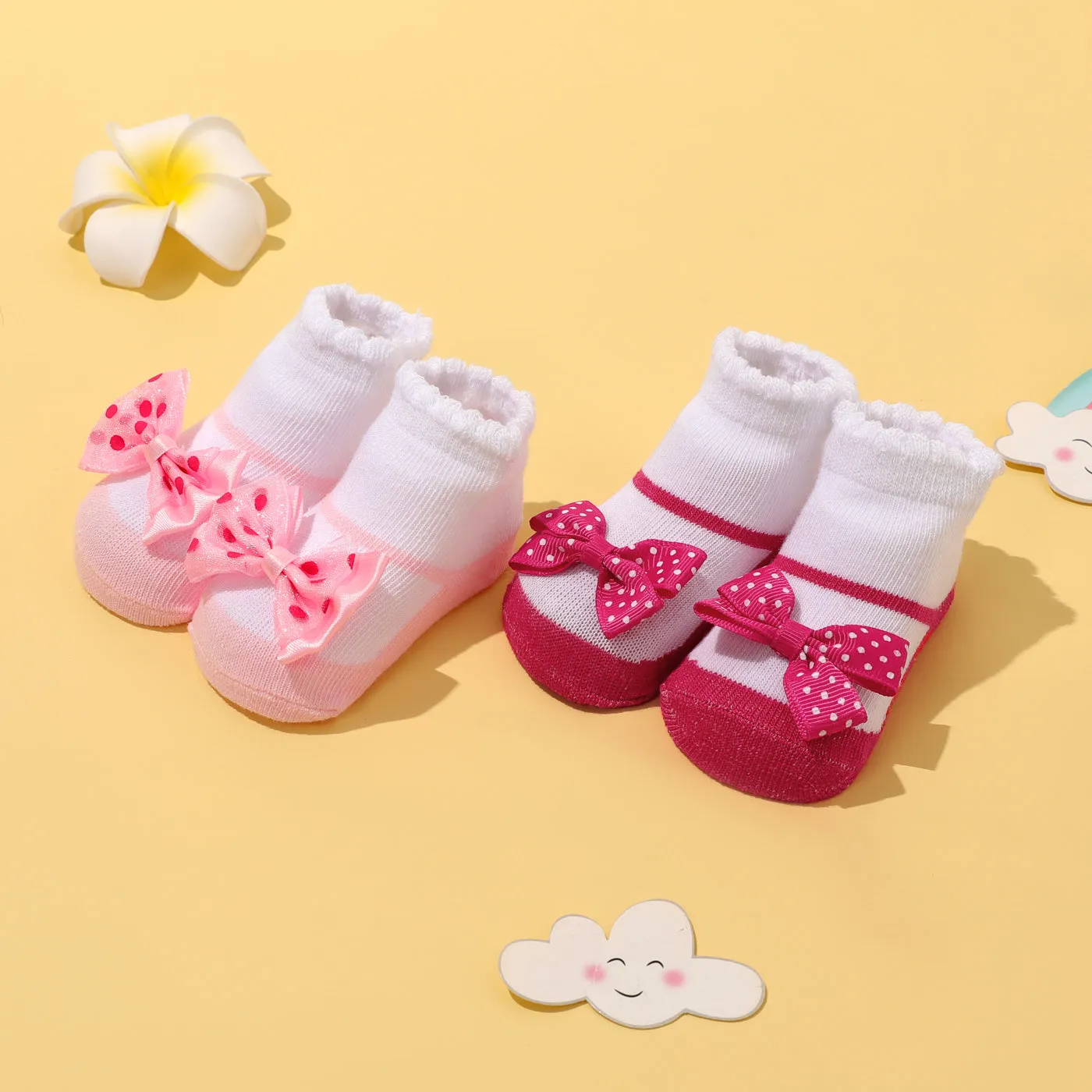 2-pack Baby Bowknot Decor Socks