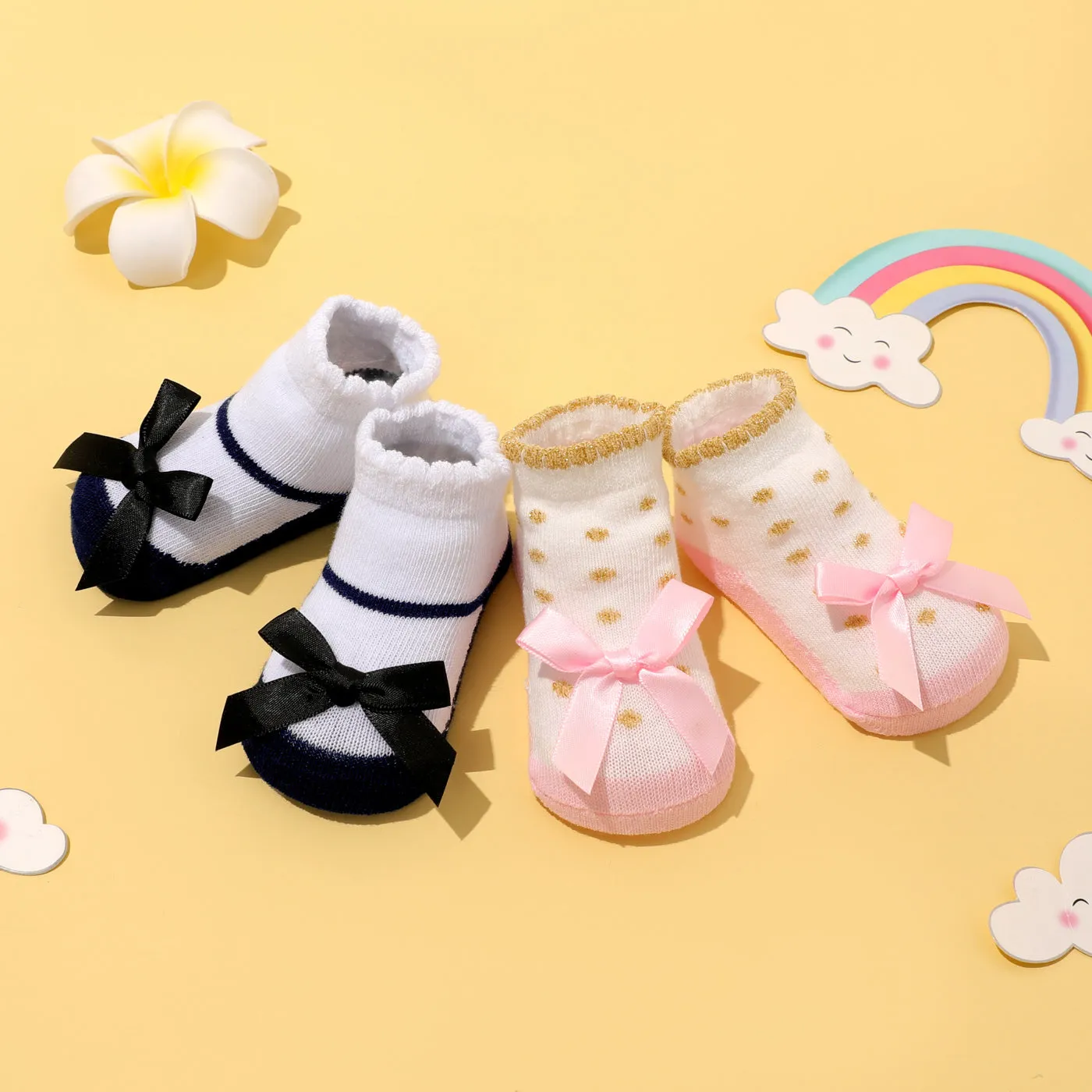 2-pack Baby Bowknot Decor Socks