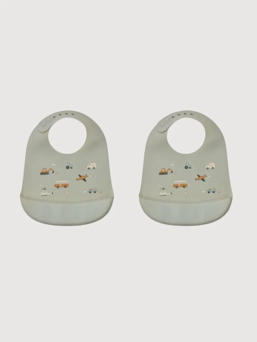 2-Pack Tilda Bib Vehicles In Silicone | Liewood