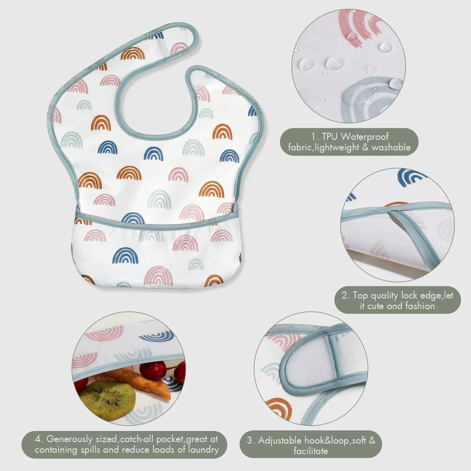 2Pcs Waterproof Cartoon Bibs/Feeding Bibs for Baby