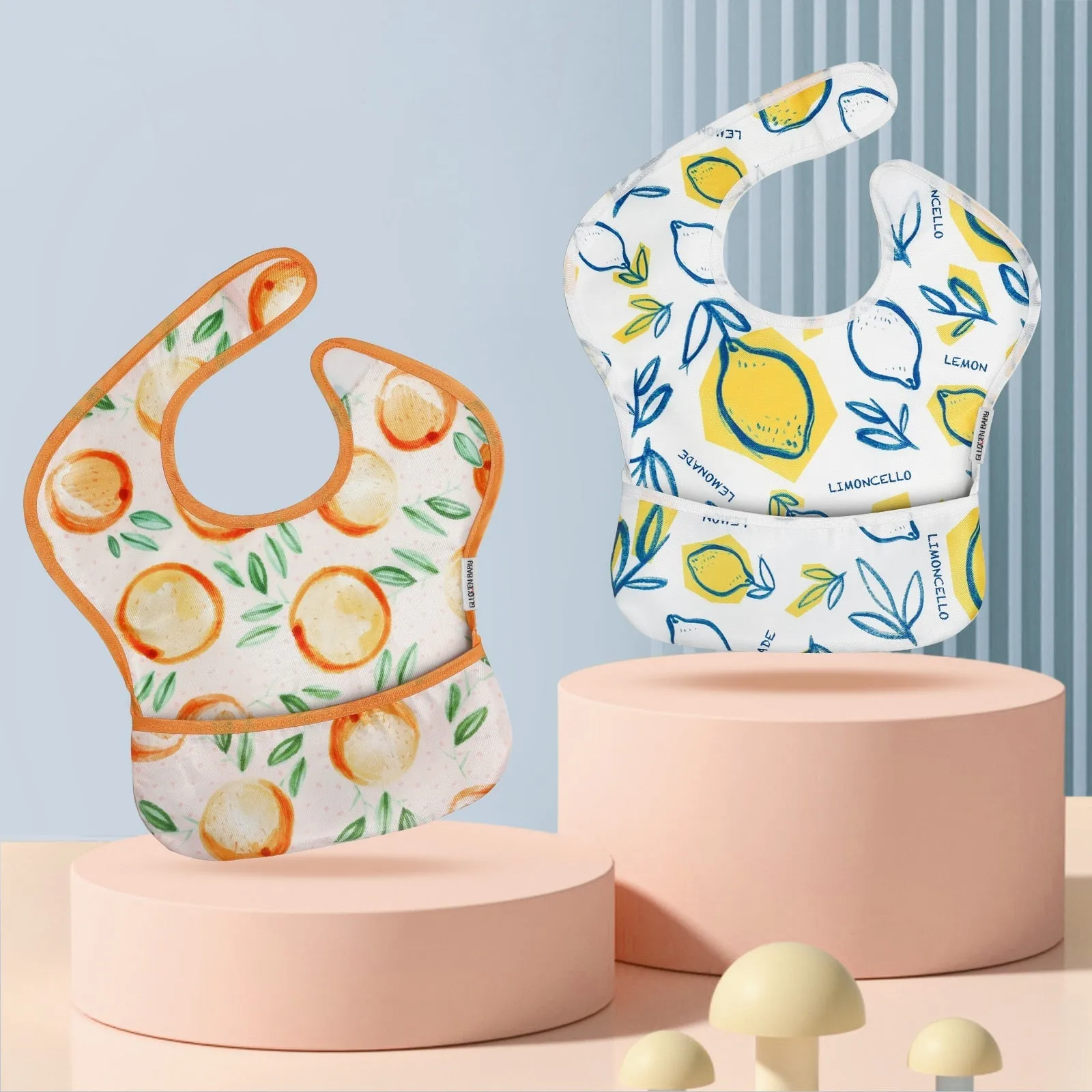 2Pcs Waterproof Cartoon Bibs/Feeding Bibs for Baby