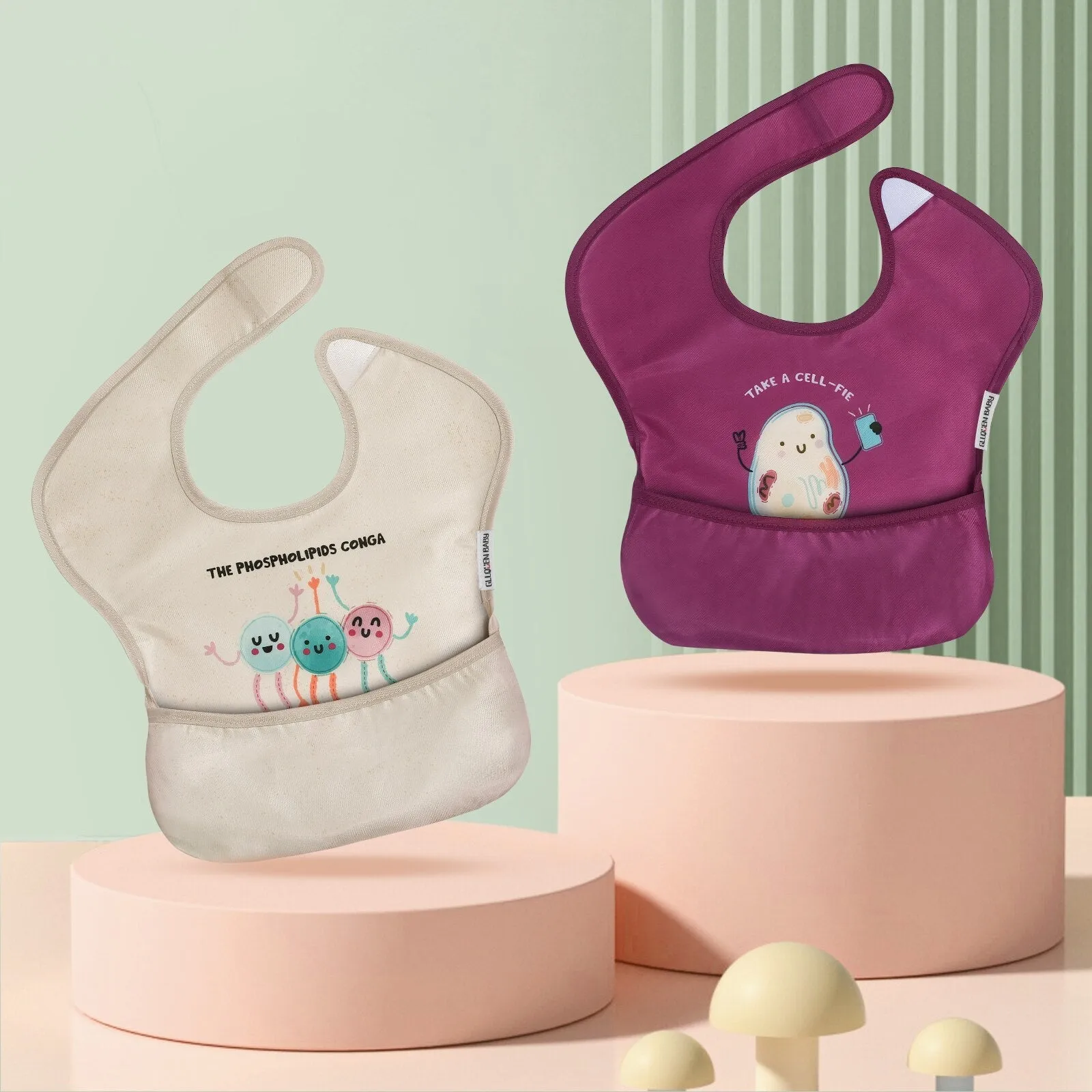 2Pcs Waterproof Cartoon Bibs/Feeding Bibs for Baby