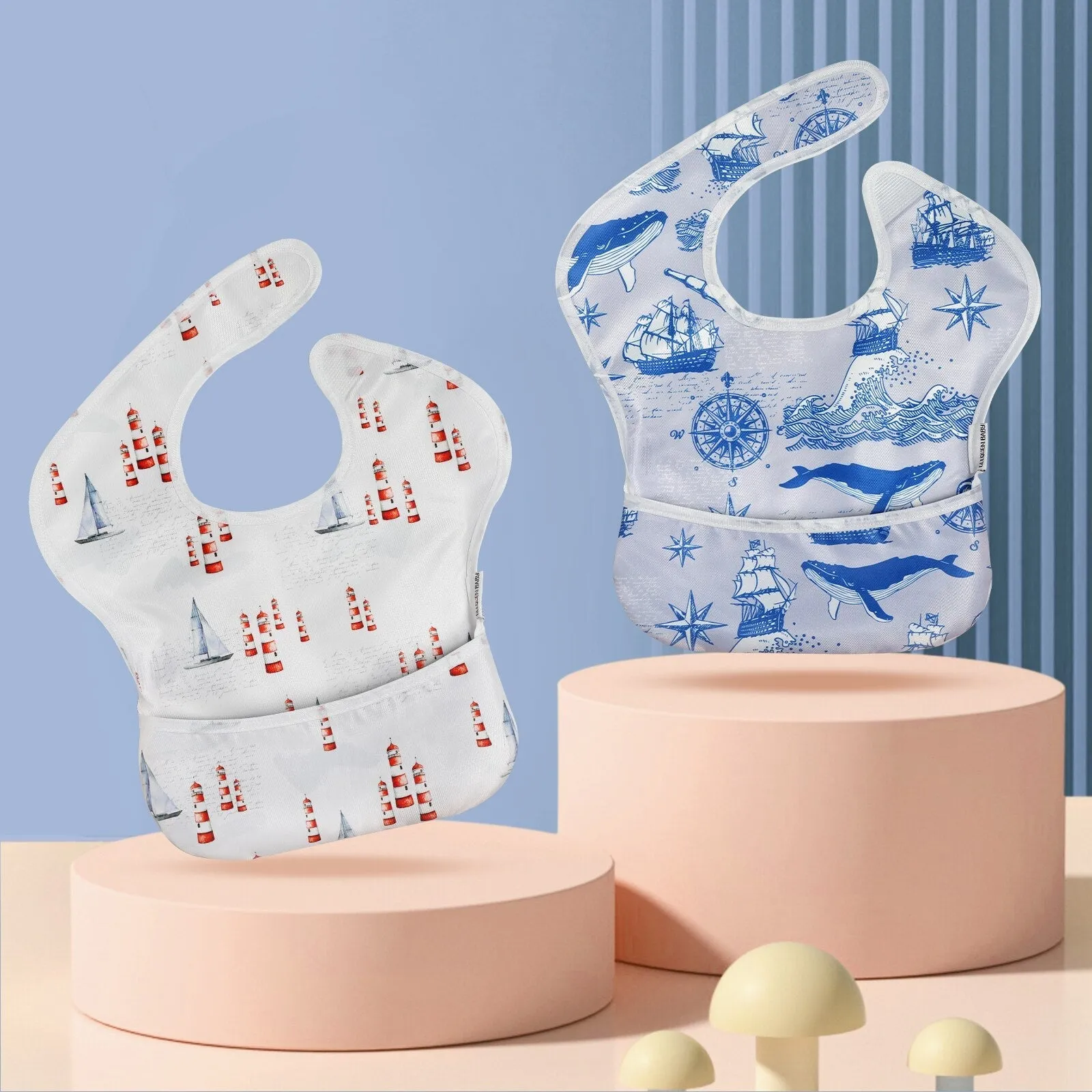 2Pcs Waterproof Cartoon Bibs/Feeding Bibs for Baby