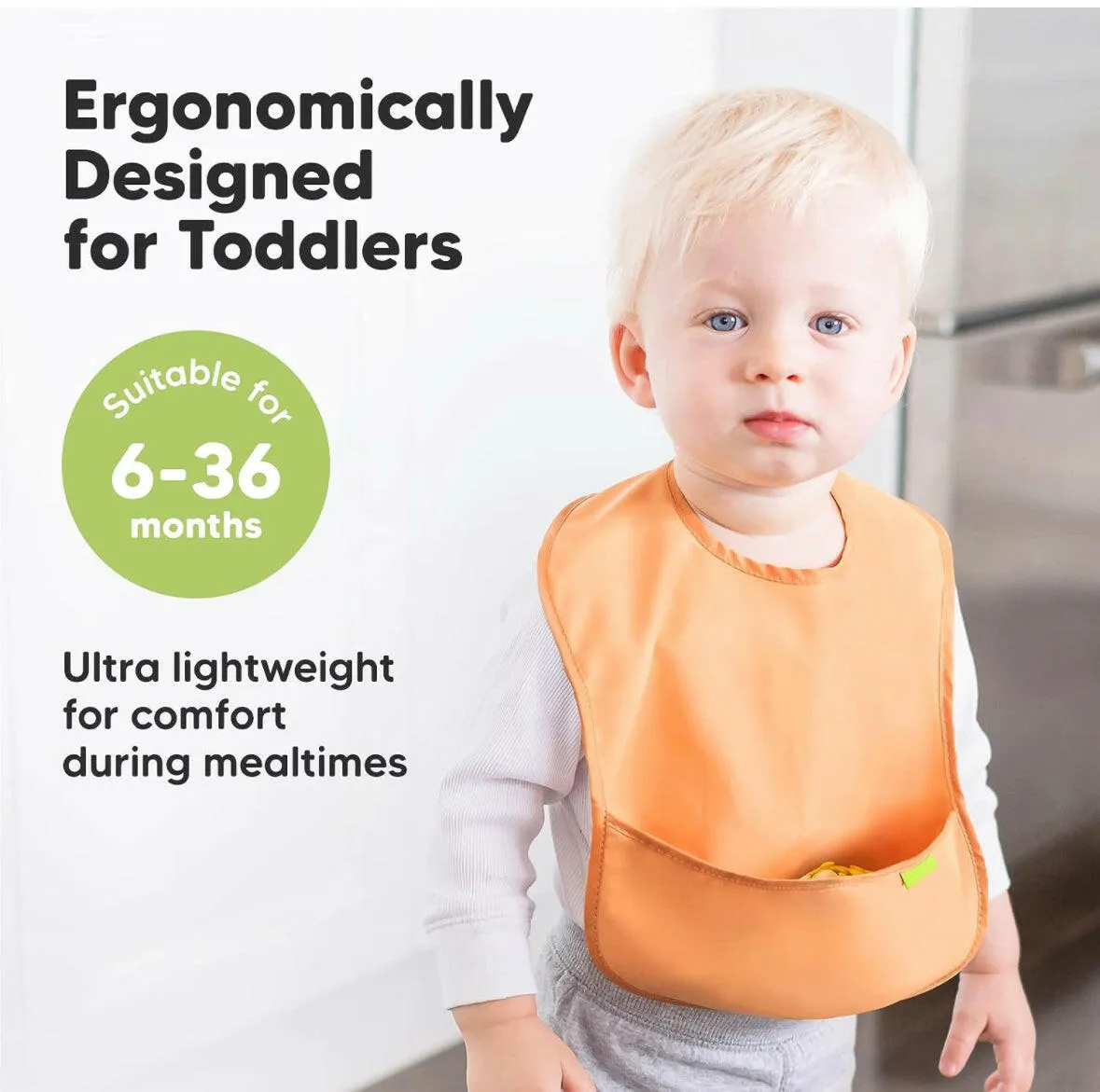 3-Pack Waterproof Baby Bibs for Eating - Lightweight Toddler Bibs