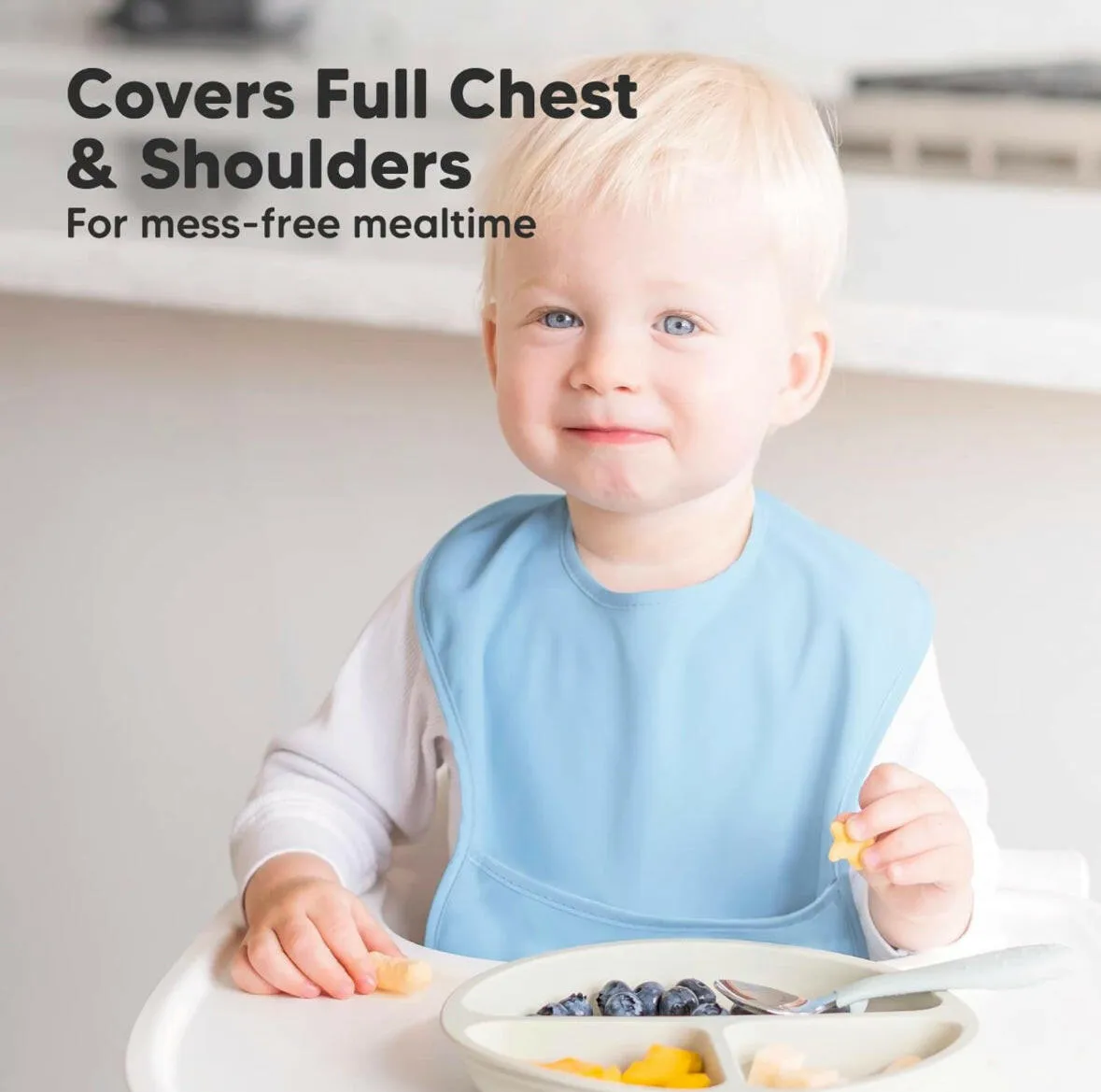 3-Pack Waterproof Baby Bibs for Eating - Lightweight Toddler Bibs