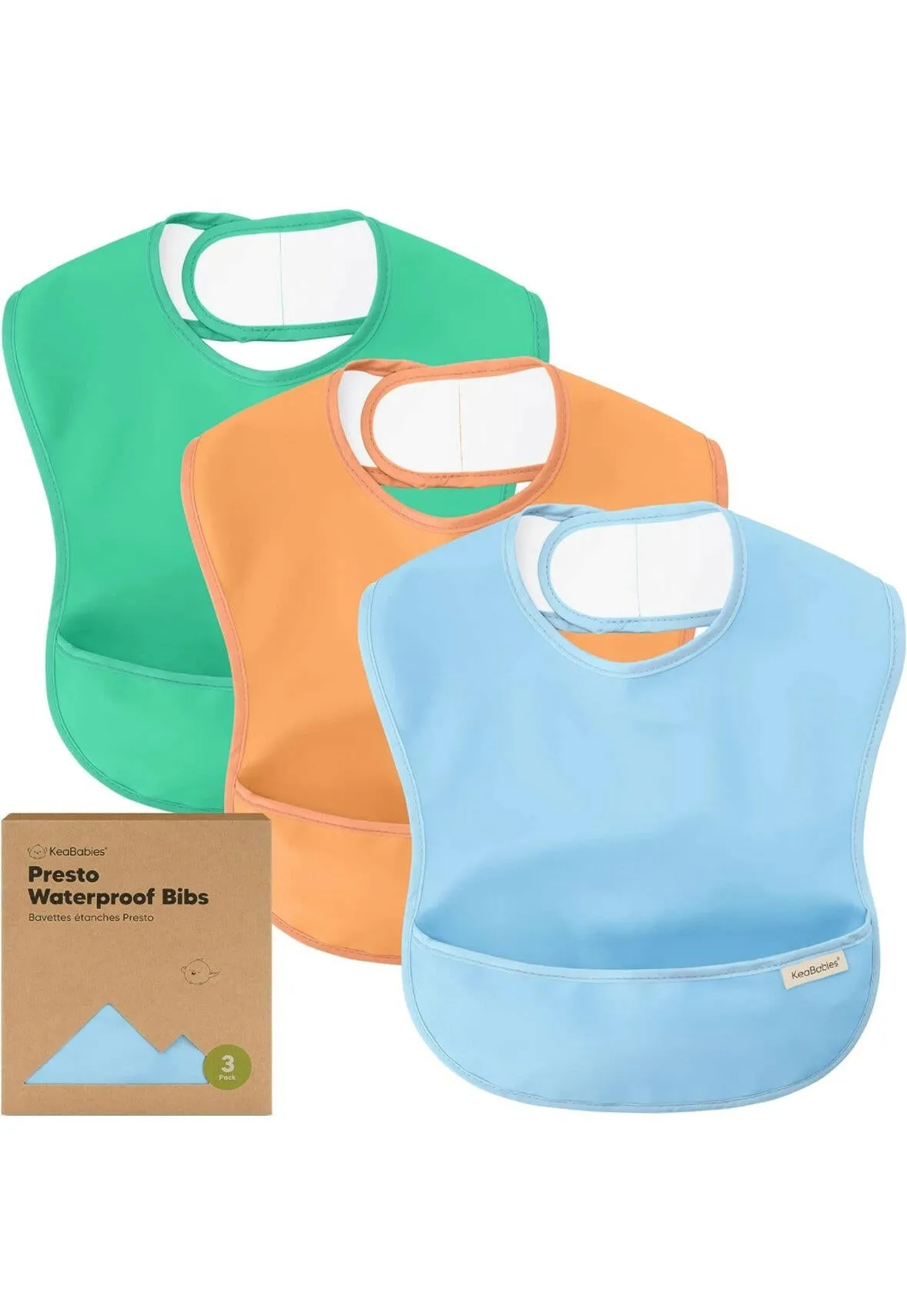 3-Pack Waterproof Baby Bibs for Eating - Lightweight Toddler Bibs