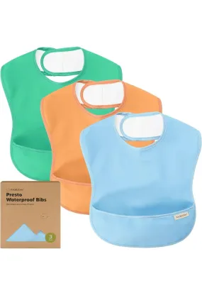 3-Pack Waterproof Baby Bibs for Eating - Lightweight Toddler Bibs