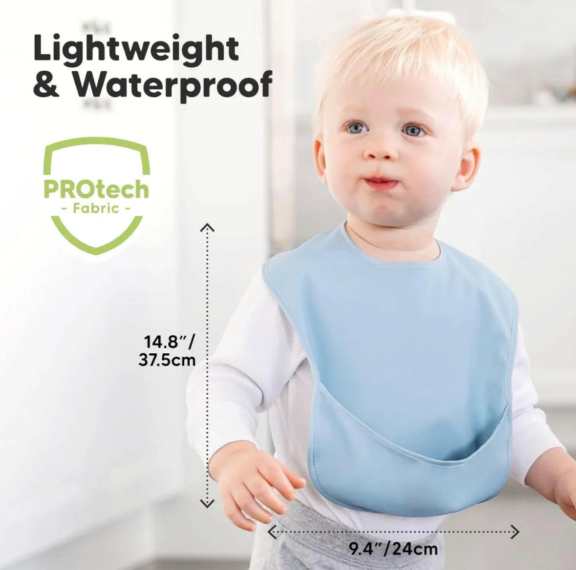 3-Pack Waterproof Baby Bibs for Eating - Lightweight Toddler Bibs