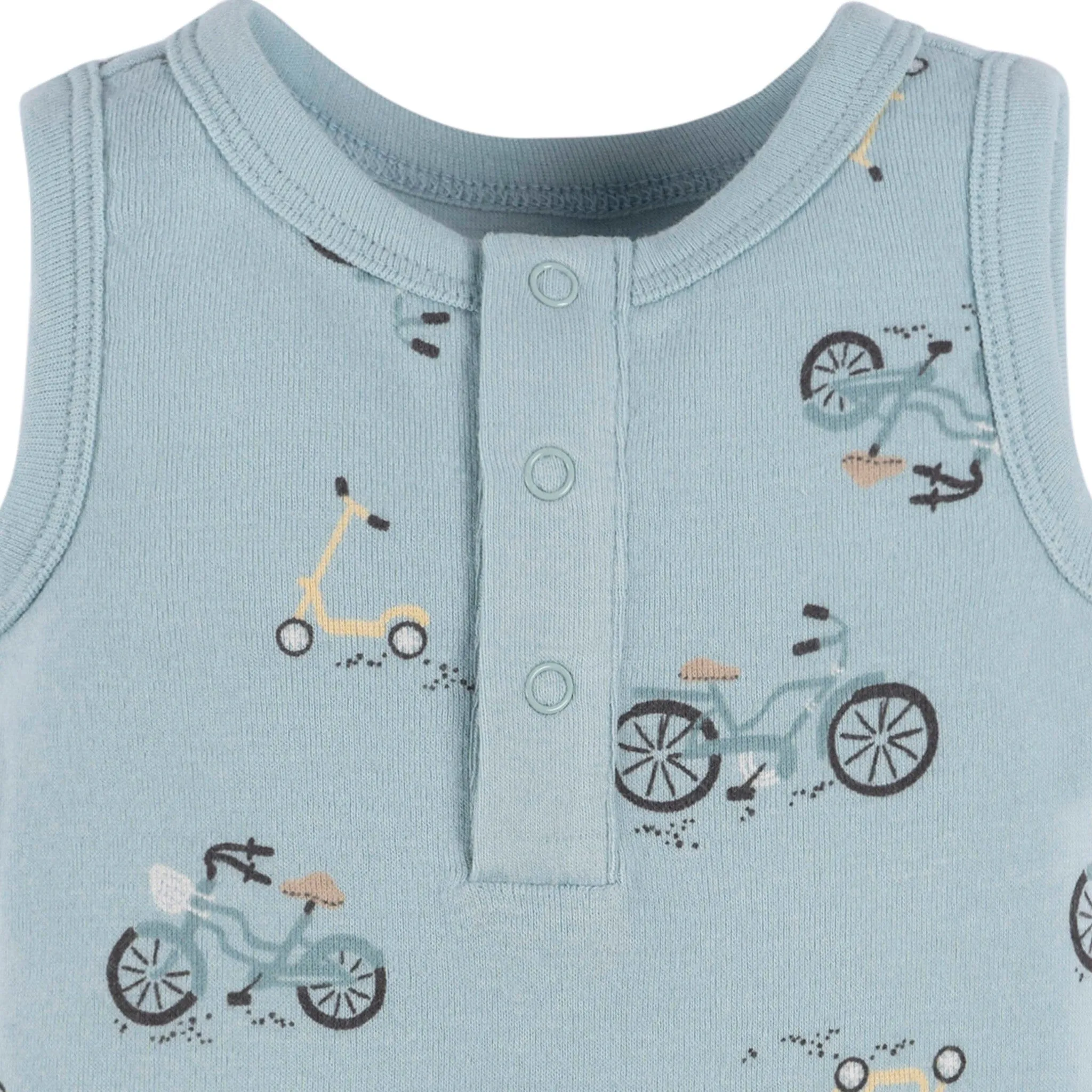 4-Pack Baby Boys Blue Bike Sleeveless Onesies® Bodysuits
