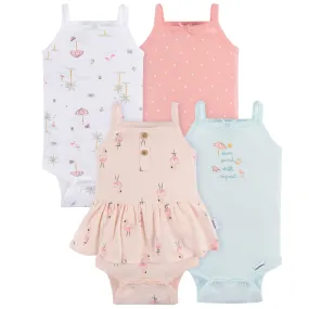 4-Pack Baby Girls Pink Flamingo Sleeveless Onesies® Bodysuits