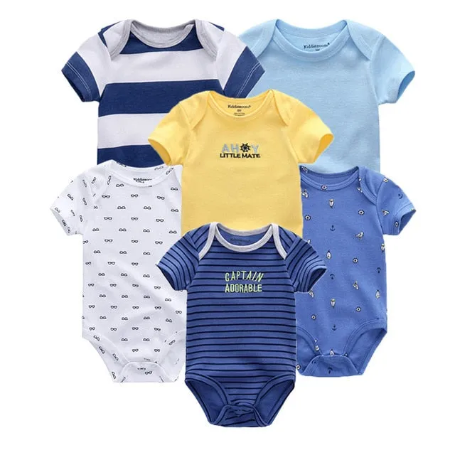 6 PCS/lot newborn   clothes O-neck 0-12M baby Jumpsuit 100% Cotton