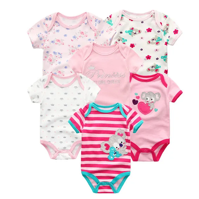 6 PCS/lot newborn   clothes O-neck 0-12M baby Jumpsuit 100% Cotton