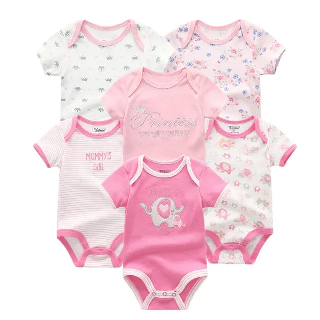 6 PCS/lot newborn   clothes O-neck 0-12M baby Jumpsuit 100% Cotton