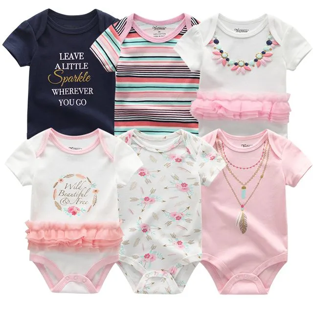 6Pcs/Lot Baby Short Sleeve Overalls Jumpsuit
