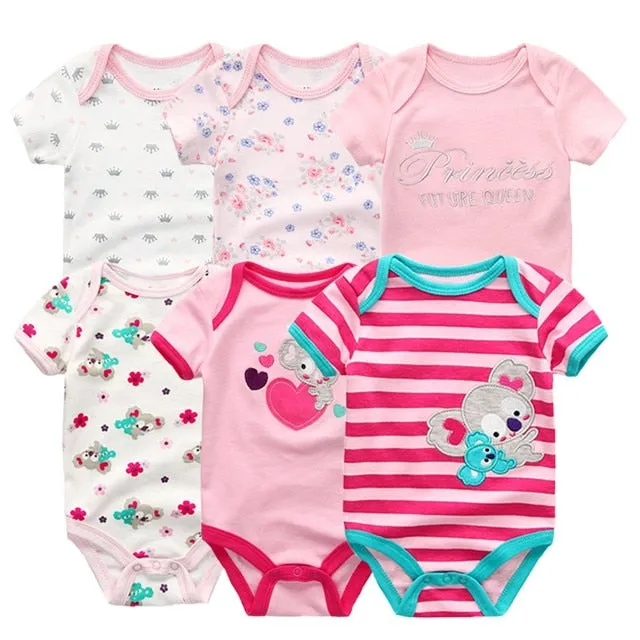 6Pcs/Lot Baby Short Sleeve Overalls Jumpsuit