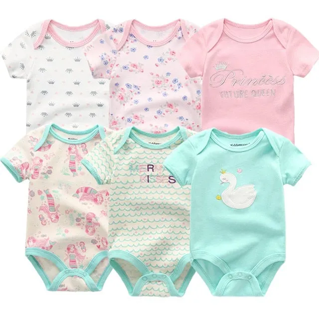 6Pcs/Lot Baby Short Sleeve Overalls Jumpsuit