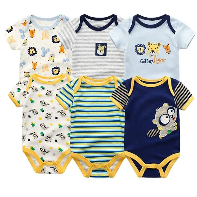 6Pcs/Lot Baby Short Sleeve Overalls Jumpsuit