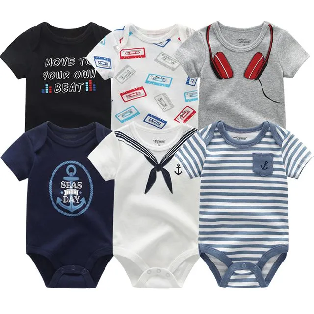 6Pcs/Lot Baby Short Sleeve Overalls Jumpsuit