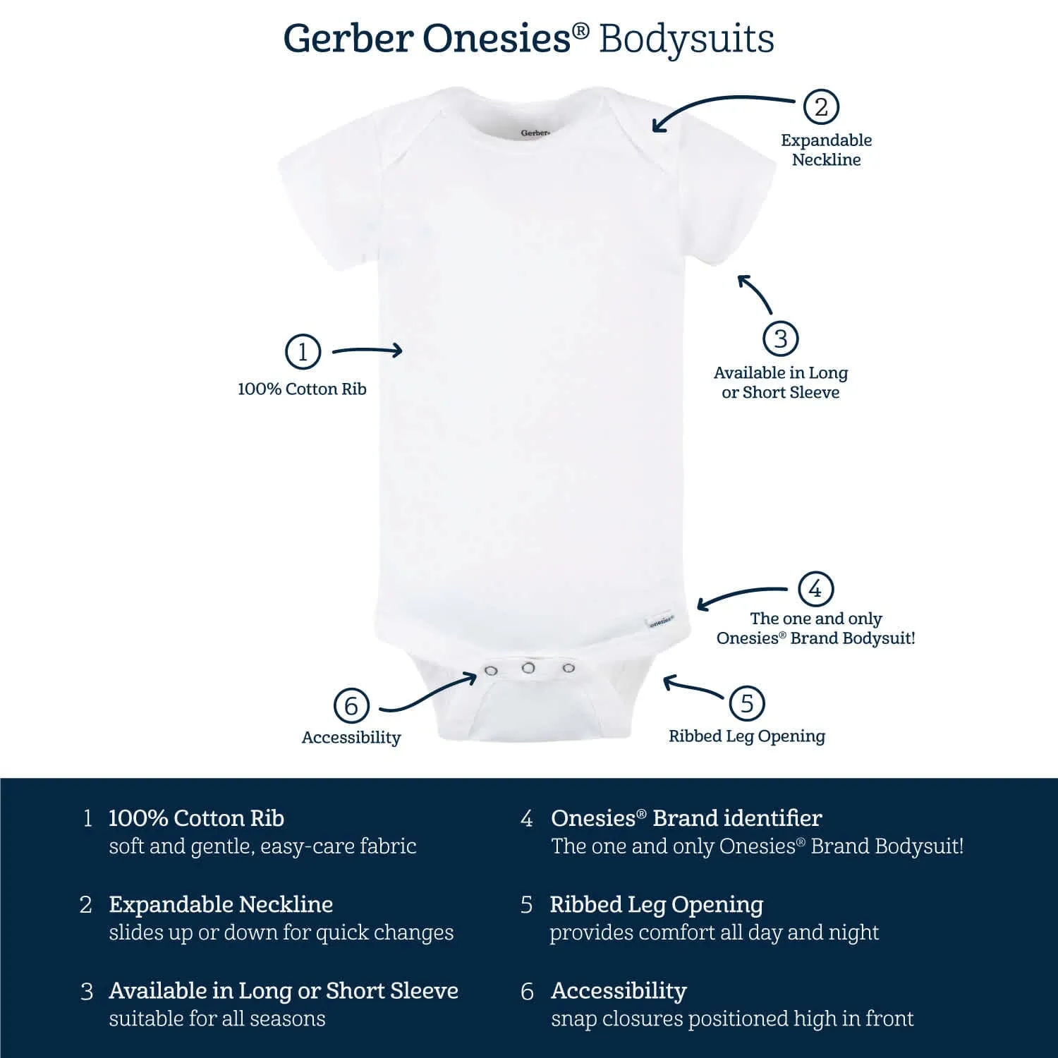 9-Pack Baby Neutral White Long Sleeve Organic Onesies® Bodysuits
