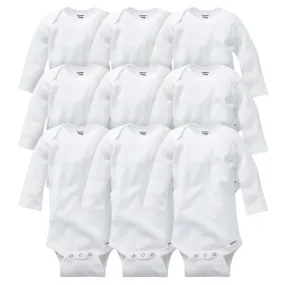 9-Pack Baby Neutral White Long Sleeve Organic Onesies® Bodysuits