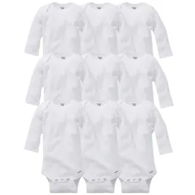 9-Piece White Organic Long Sleeve Onesies® Bodysuits Grow With Me Set