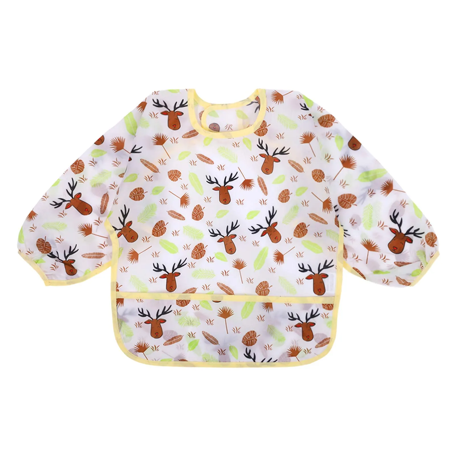 Accmor 5 Pack Long Sleeve Baby Bibs, Waterproof Sleeved Bib, Toddler Soft Bib for 6-36 Months Cactus/ Flamingo/Dinosaur/Pig/Elk Medium : 6-24 Months