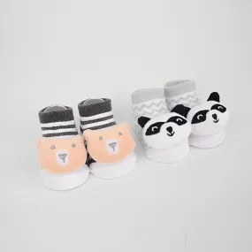 AFR Bear & Panda Black & Grey 2 Pair Rattle Socks Box 12645