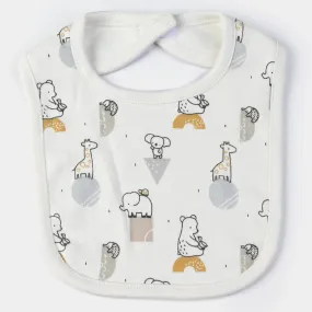 Animals Printed Baby Bibs/Apron | White