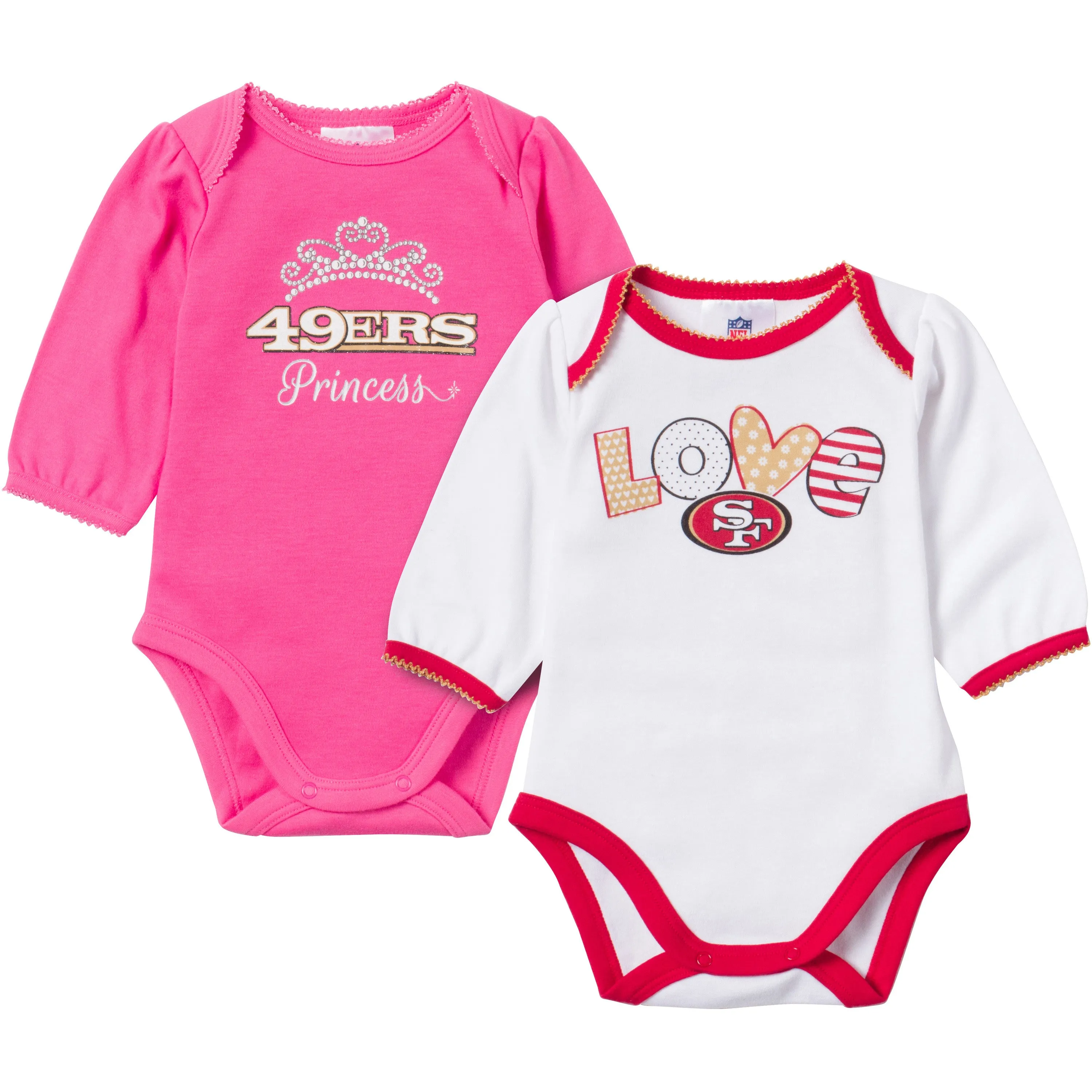 Baby 49ers Girl Long Sleeve Onesie 2 Pack