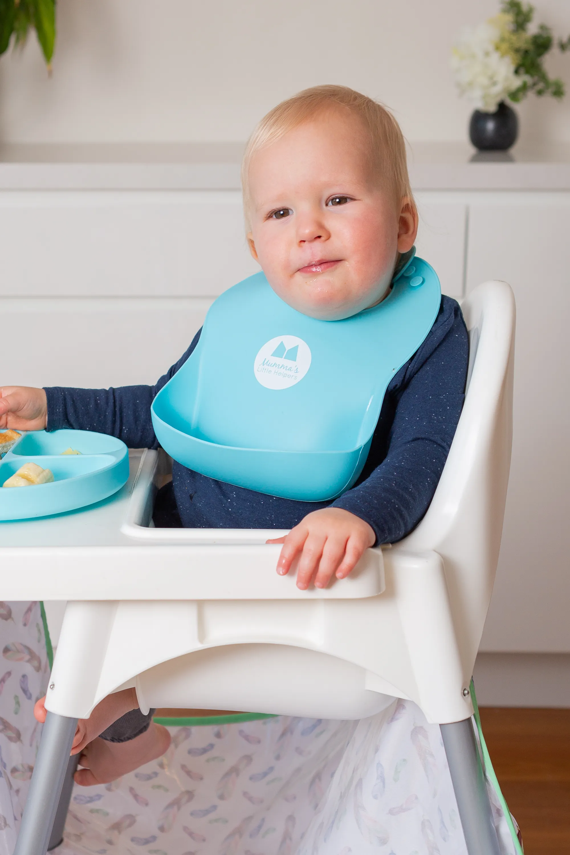 Baby and Toddler Mess Catcher Bib - Blue