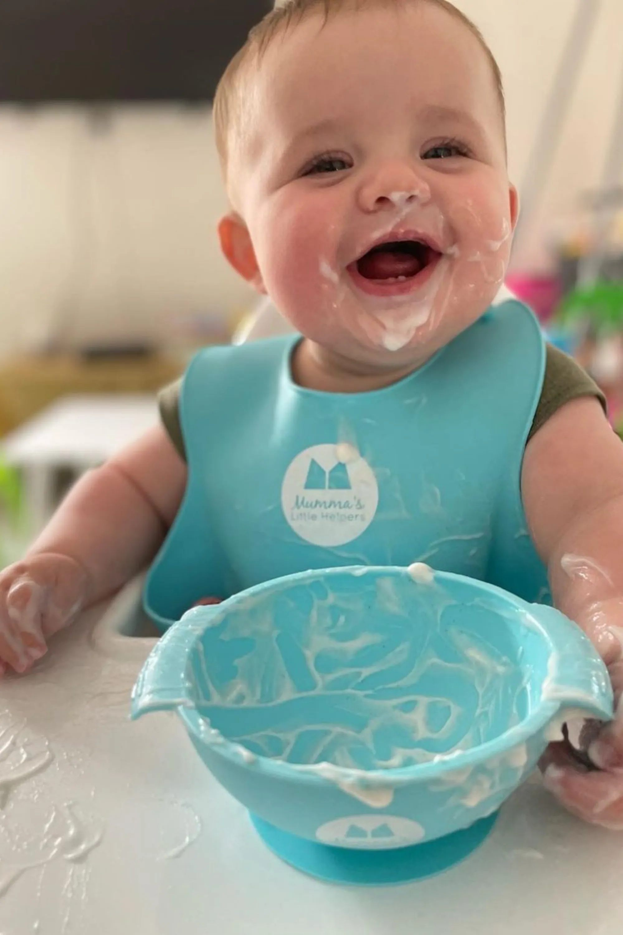 Baby and Toddler Mess Catcher Bib - Blue