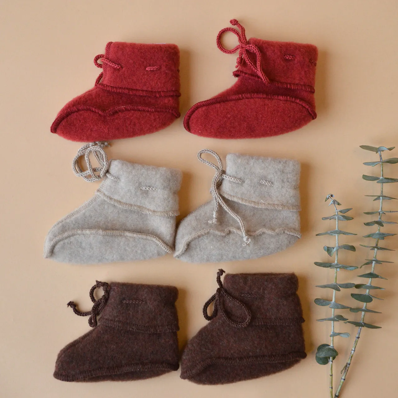 Baby Booties in Organic Wool Fleece (0-12m)