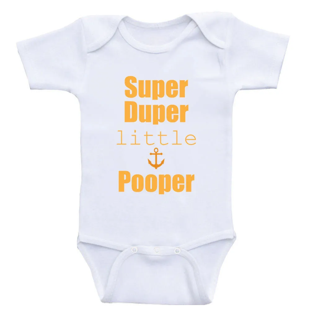 Baby Boy Clothes "Super Duper Little Pooper" Funny Baby Bodysuits For Boys