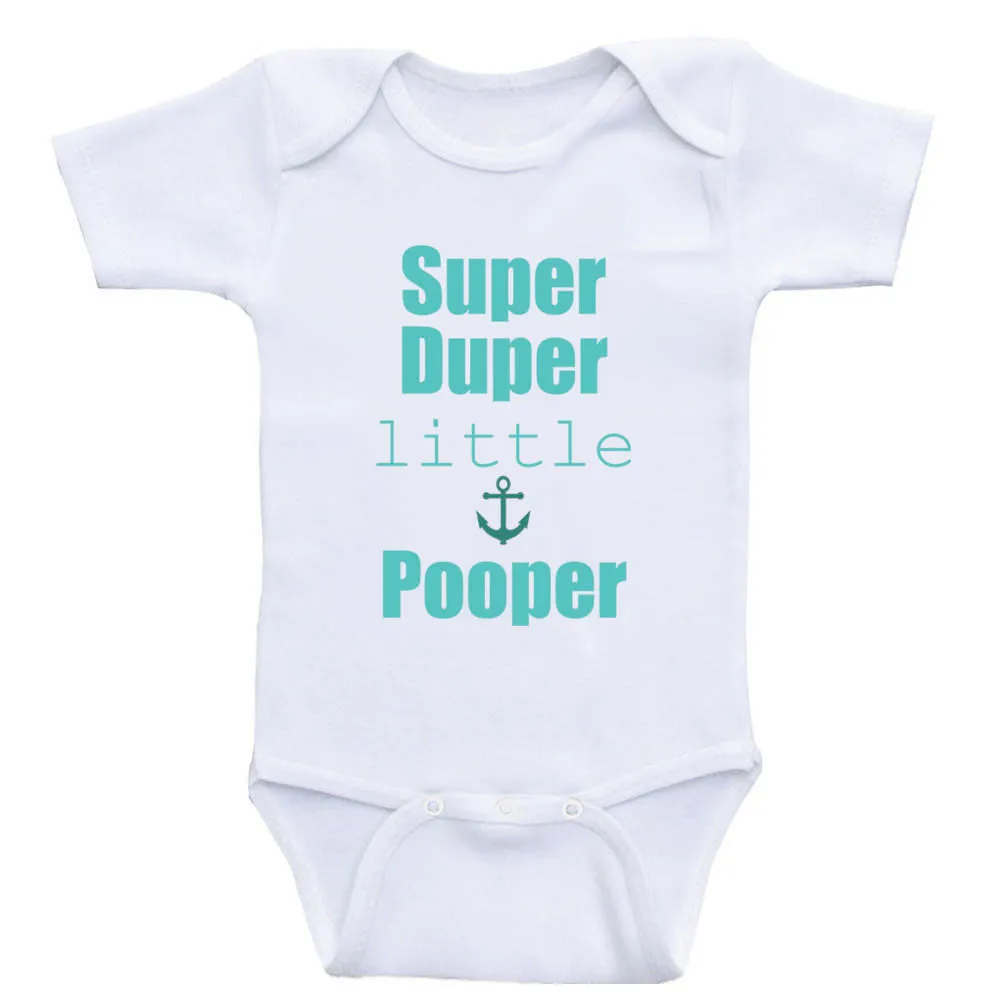 Baby Boy Clothes "Super Duper Little Pooper" Funny Baby Bodysuits For Boys