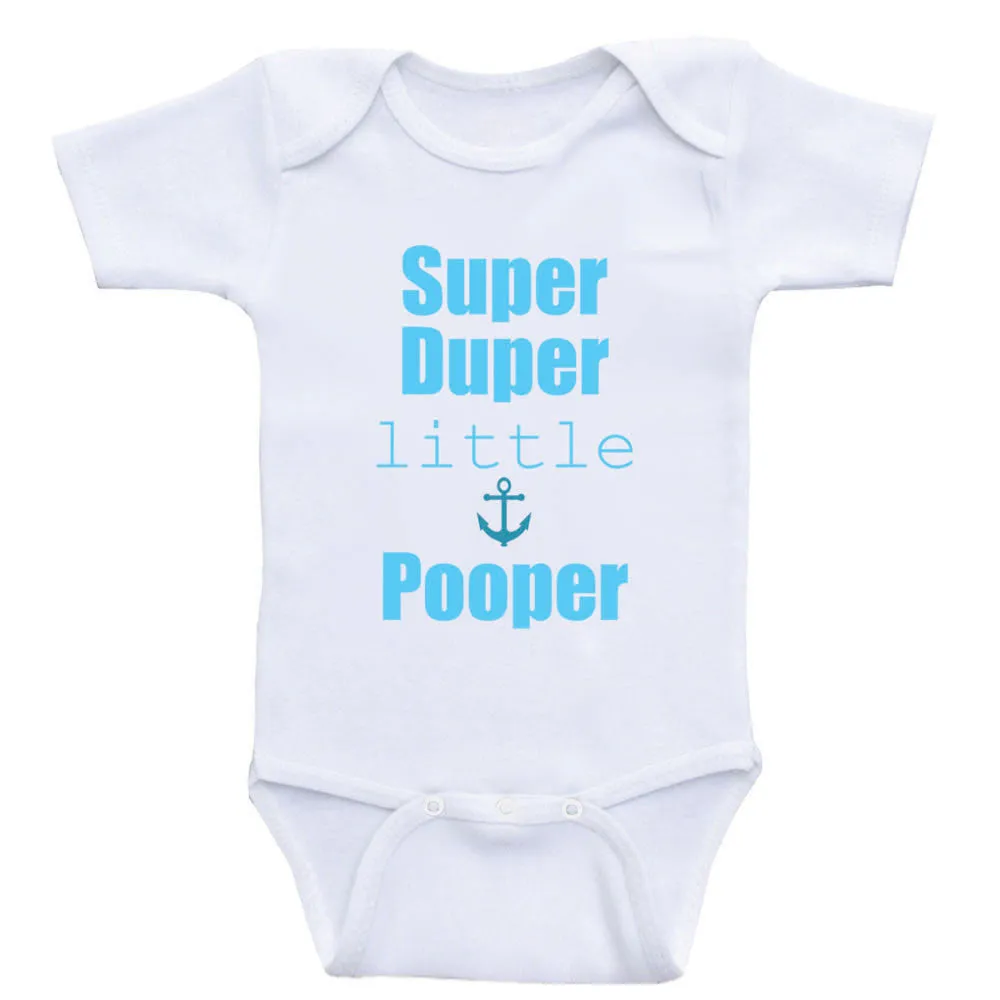 Baby Boy Clothes "Super Duper Little Pooper" Funny Baby Bodysuits For Boys