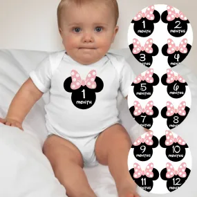 Baby Custom Monthly Onesies - Minnie Pink