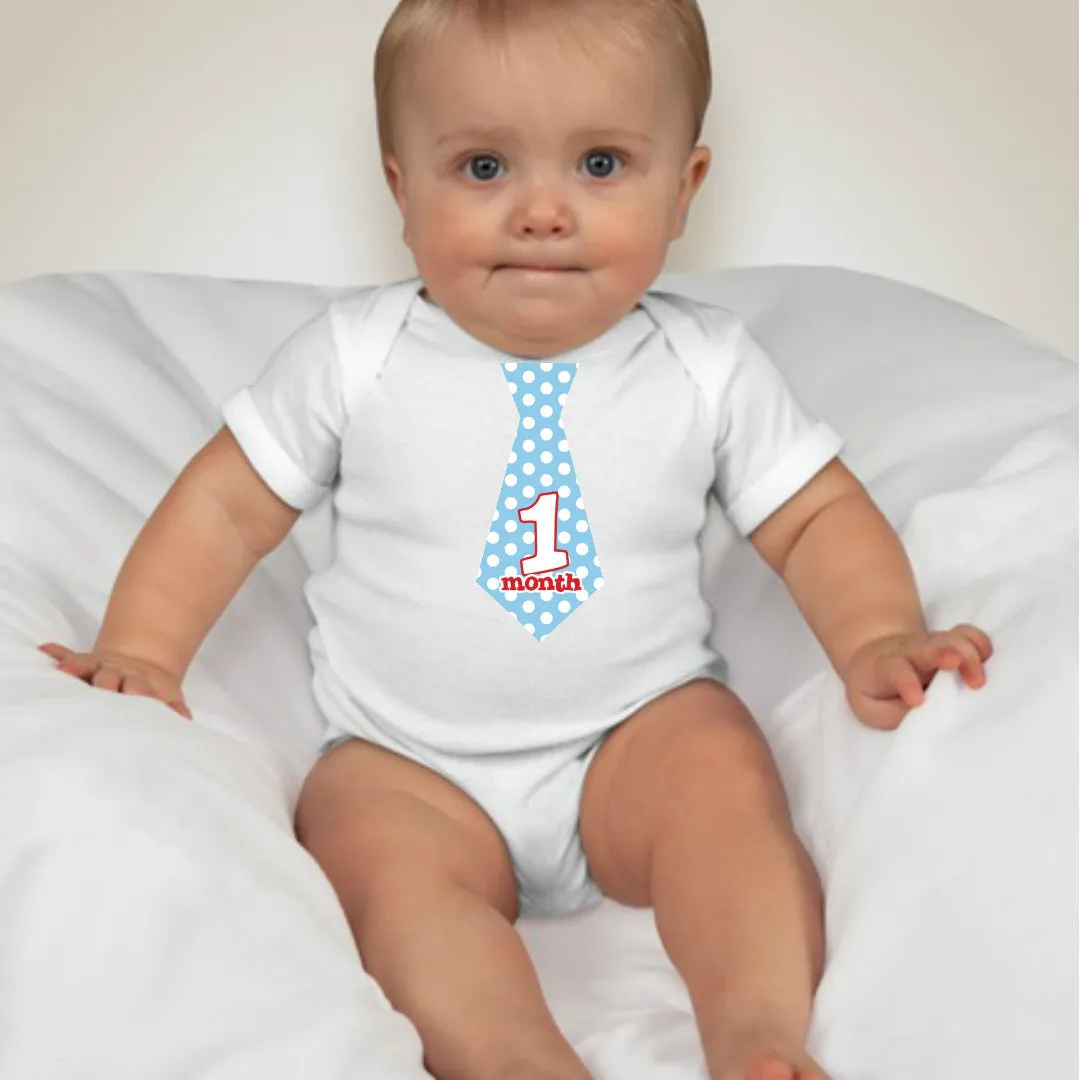 Baby Custom Monthly Onesies - Pattern Neckties