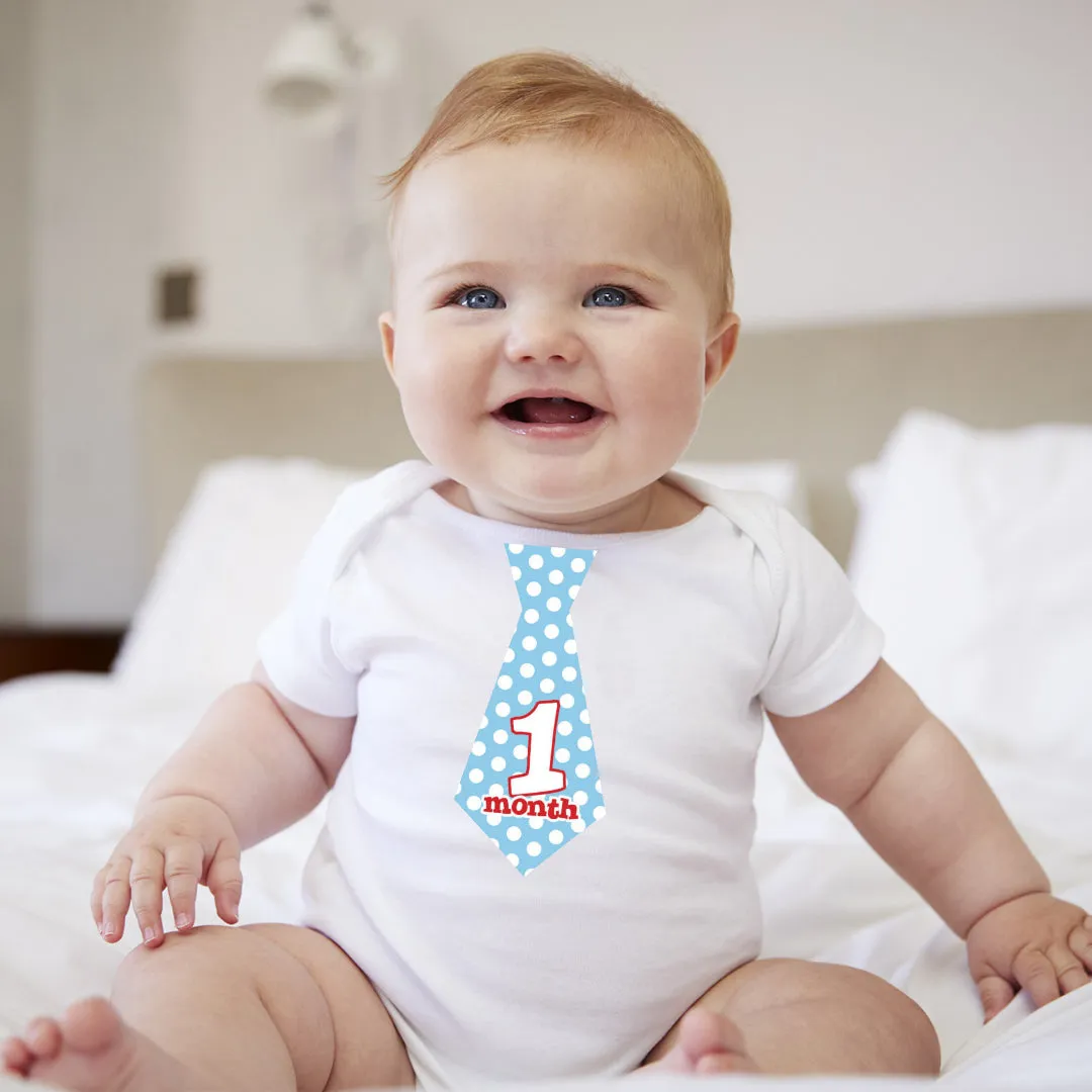 Baby Custom Monthly Onesies - Pattern Neckties