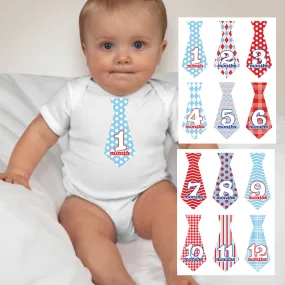 Baby Custom Monthly Onesies - Pattern Neckties