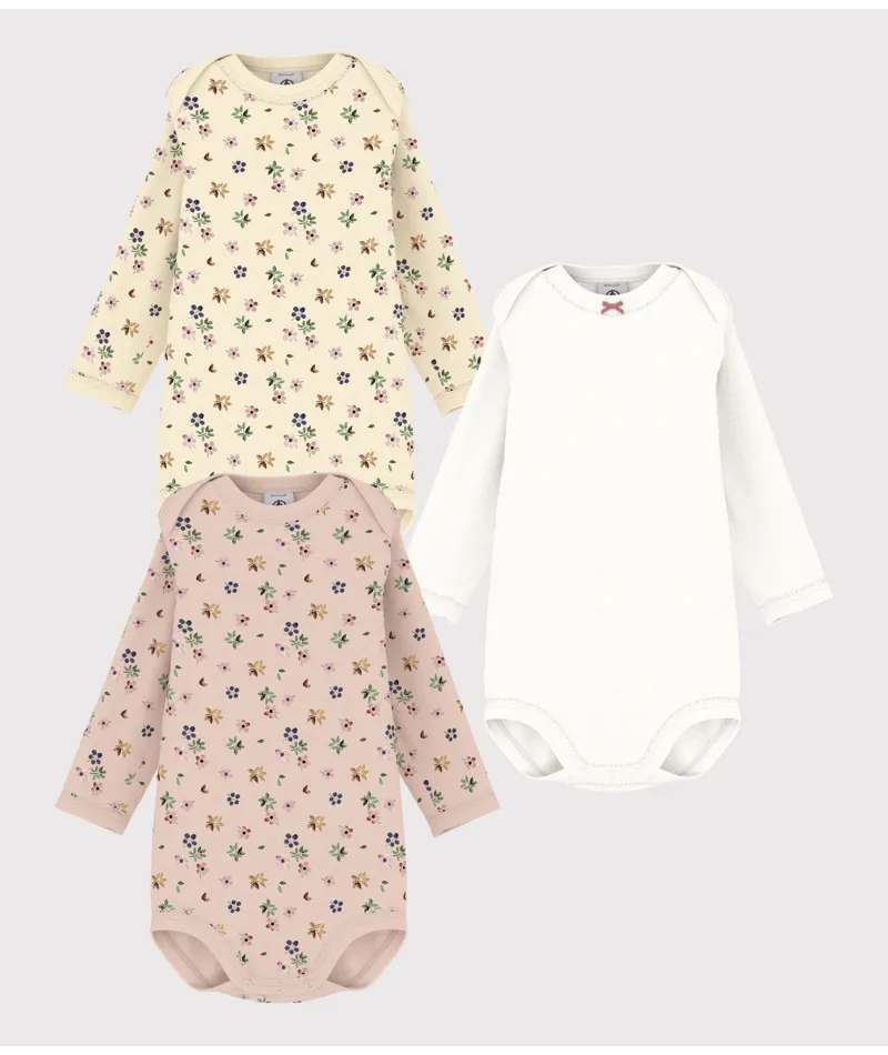 Baby Girl Long-Sleeve Floral onesie 3Pc box