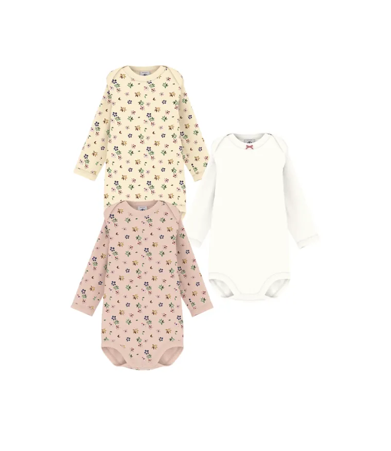 Baby Girl Long-Sleeve Floral onesie 3Pc box
