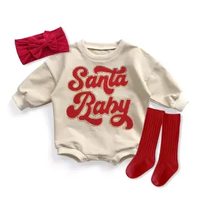 Baby Girl Santa Baby Chenille Christmas Bubble Romper