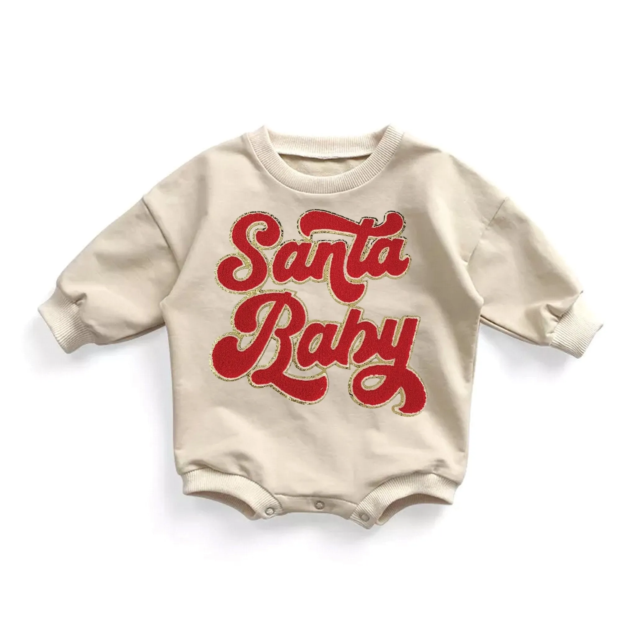 Baby Girl Santa Baby Chenille Christmas Bubble Romper