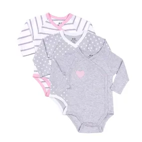 Baby Kimono Side Snap 3 Pc Girl Long Sleeve Bodysuit Set