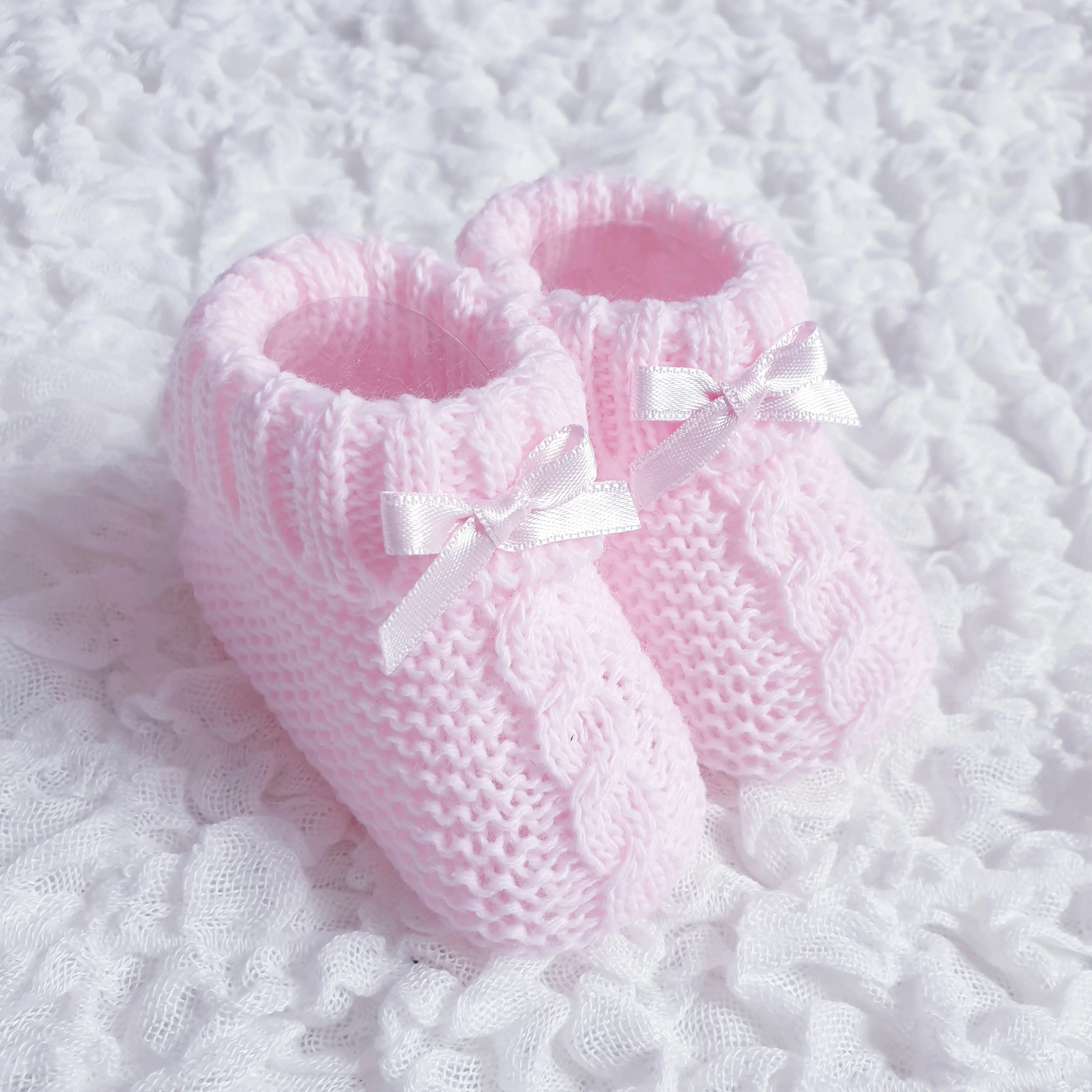 Baby Knitted Cable Bow Booties