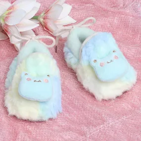 Baby Moo 3D Cute Cat Soft Slip-On Anti-Skid Plush Warm Booties - Green